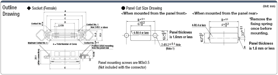 Centronics Press-fit Spring-lock Connector (Female):Related Image