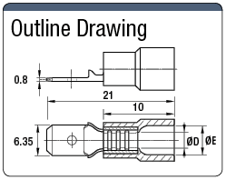 Plug-Model Connector Terminal, 250 Series Male (Fitting Part Exposed Model):Related Image