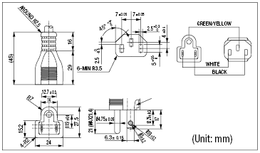 AC Cord - Fixed Length (PSE, UL, CSA) - Double-Ended (3-Nation Simultaneously Authenticated Product):Related Image