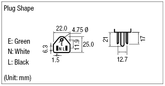 AC Cord - Fixed Length (UL / CSA) - Single-Sided Cutoff Model Plug:Related Image