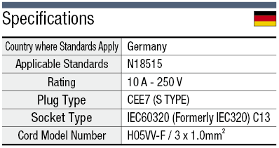 AC Cord - Fixed Length (VDE) - Double-Ended:Related Image