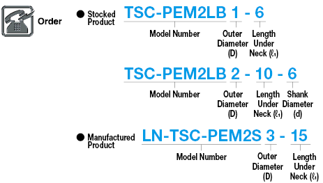 TSC series carbide long neck square end mill, 2-flute / long neck model:Related Image