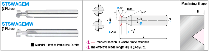 Carbide T-Slot Cutter, 2-Flute / 4-Flute, Double Angular:Related Image