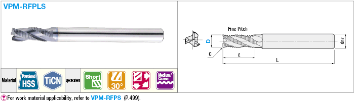 TiCN Coated Powdered High-Speed Steel Roughing End Mill, Short, Long Shank, Center Cut:Related Image