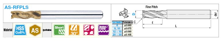 AS Coated High-Speed Steel Roughing End Mill, Short, Long Shank, Center Cut:Related Image