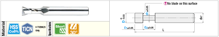 High-Speed Steel Blade Relief End Mill, 2-Flute / Short Model:Related Image
