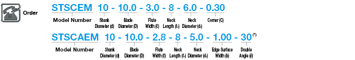 Carbide T-Slot Cutter, 2-Flute / 4-Flute, Corner C:Related Image