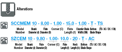 Carbide Straight Blade Corner C End Mill, 2-Flute, with Chamfering Blade:Related Image