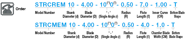 Carbide Straight Blade Tapered Radius End Mill, 2-Flute, Rounded Inner Type:Related Image