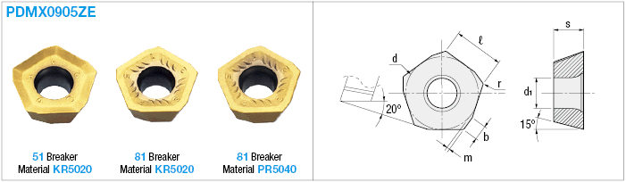 High-Feed Radius Cutter (5-Corner Model), Tip:Related Image