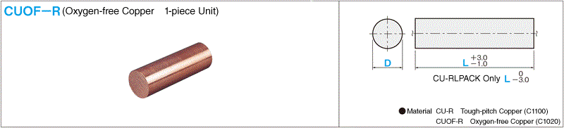 Oxygen-Free Copper Electrode Blank Round Bar Type (1 Piece Unit): Related Image