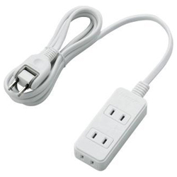 Swing Plug Type / Surge Protector / 3 Sockets / 2 m / White