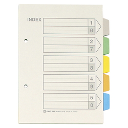 Color Index, Standard: A5 Landscape Type, Number of Holes: 2, Specifications: 5 Colors / 5 Tabs / 6-Piece Set