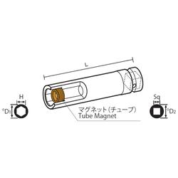 9.52 mm Square Drive Sockets Magnet with Docket, MT Deep Type Deep Sockets(Single Hex)