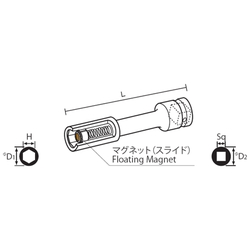 9.52 mm Square Drive Sockets Socket with Magnet, MS Extension Type Extension Sockets(Singel Hex)