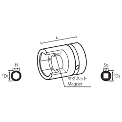 12.7 mm Square Drive Sockets Magnet with Socket, MT Short Type Standard Sockets(Singel Hex)