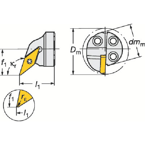 CoroTurn SL 570 Type Cutting Head, CoroTurn 107 Screw Clamp 570-SVQCR/L