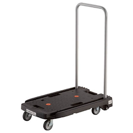 Compact Plastic Transport Cart Komawari-Kun Quiet G Wheels 600 mm × 390 mm Black