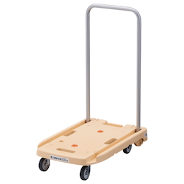 Compact Plastic Transport Cart Komawari-Kun Quiet G Wheels 600 mm × 390 mm Orange