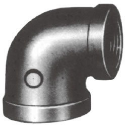 Screw-In Malleable Cast Iron Pipe Fitting, Reducing Elbow with Collar BRL-B-21/2X1/2