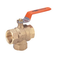 Brass General-Purpose Type 400 Screw-in Ball Valve (Vertical, Three-Way)