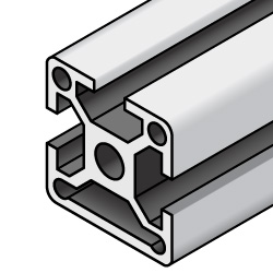 5 Series Aluminum Frame - Square 20x20mm, 3 Side Slots, A6N01SS-T5 Aluminum