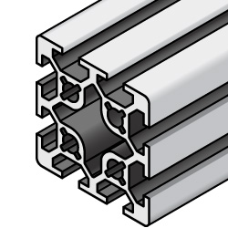 6 Series Aluminum Frame - Square 50x50mm, 4 Side Slots, A6N01SS-T5 Aluminum