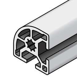 8-45 Series Aluminum Frame - R Shape 45x45mm, Slot Width 10mm, A6N01SS-T5 Aluminum