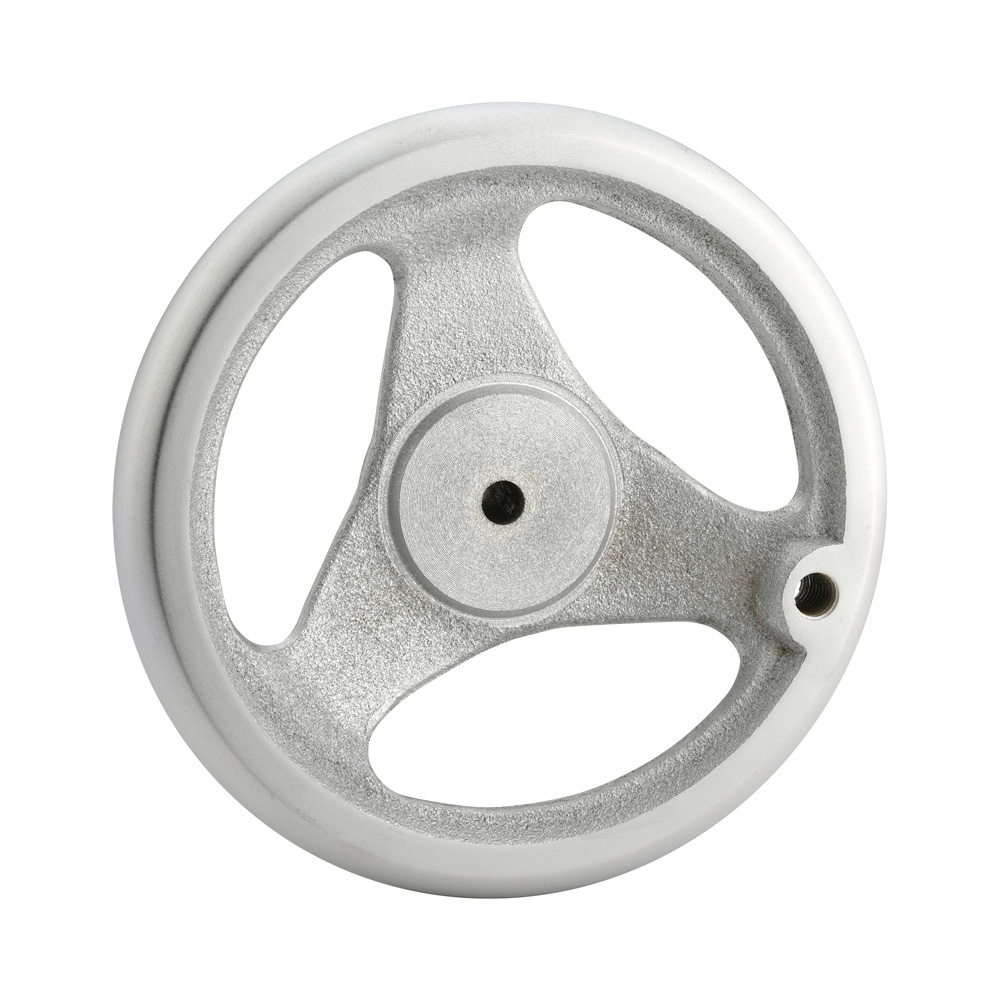 Sand blasted three-spoke handwheels