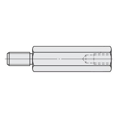 Hexagonal Posts End Threaded, One End Tapped