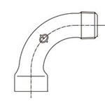 Long-Bend Pipe Fitting for Steel Pipes, Male/Female, Screw-In