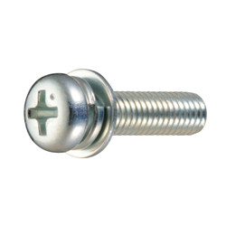 Cross-Head Pan Head Machine Screw P = 4 (for Thin Plate) (Spring Lock Washer + JIS Small Captive Washer) Machine Screws CSPPNZPU-ST3W-M4-10