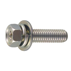 Cross-Head Small Hex Upset Head Machine Screw P = 3 (SW + JIS Flat W)