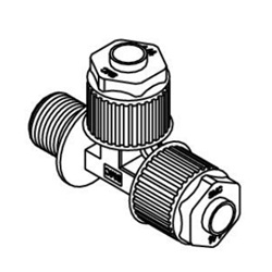 Male Run Tee LQ1R-M Metric Size Fluoropolymer Fittings / Hyper Fittings