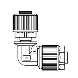 Fluoropolymer Pipe Fitting, LQ1 Series, Space Saving Union Elbow, Metric Size