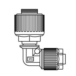 Fluoropolymer Pipe Fitting, LQ1 Series, Space Saving Union Elbow Reducing, Metric Size