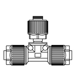 Fluoropolymer Pipe Fitting, LQ1 Series, Space Saving Union Tee, Metric Size