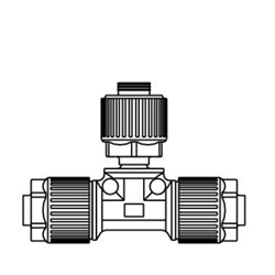 Fluoropolymer Pipe Fitting, LQ1 Series, Space Saving Reducing Union Tee, Metric Size