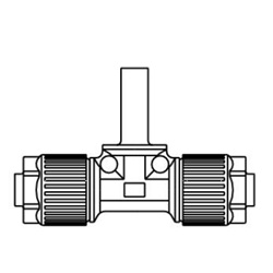 Fluoropolymer Pipe Fitting, LQ1 Series, Tubing Extension Union Tee, Metric Size