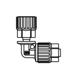 Fluoropolymer Pipe Fitting, LQ3 Series, Space Saving Union Elbow, Metric Size