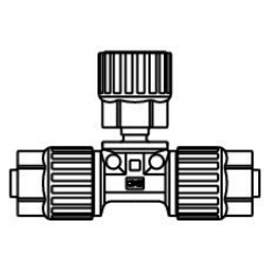 Fluoropolymer Pipe Fitting, LQ3 Series, Space Saving Branch Tee, Metric Size