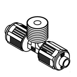 Fluoropolymer Pipe Fitting, LQ2 Series, Male Branch Tee, Metric Size