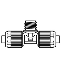 Fluoropolymer Pipe Fitting, LQ2 Series, Space Saving Fitting, Union Tee, Metric Size