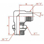 JIS "O"-Ring Boss Fitting PF 30° FCS Male 90° Elbow with Seat