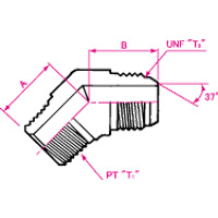 Pipe Jointing JIC37° Flare Male 45° Elbow