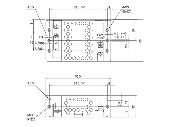 Dimensional drawing (Chassis and cover type)