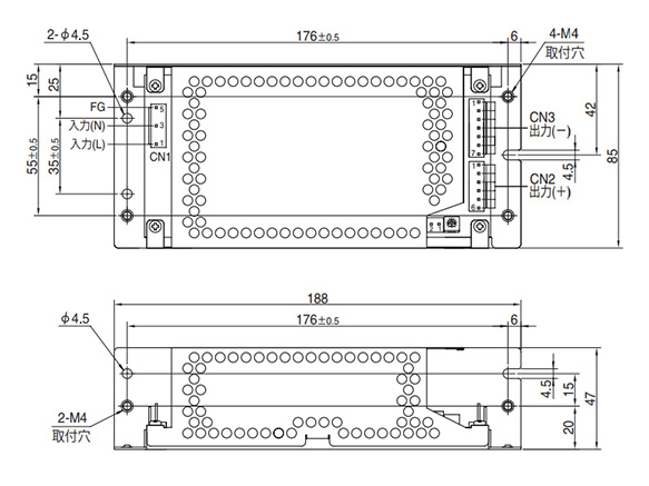 Dimensional drawing (Chassis and cover type)