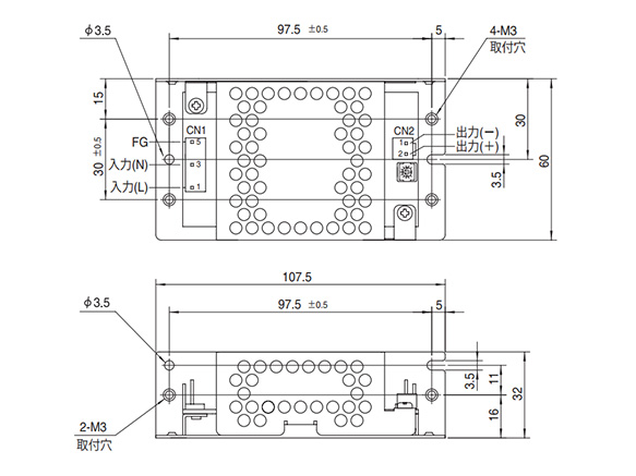 Dimensional drawing (Chassis and cover type)