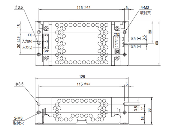 Dimensional drawing (Chassis and cover type)