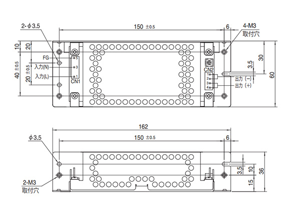 Dimensional drawing (Chassis and cover type)